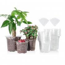 36 Packs 5/4/3.5 Inch Reinforced Clear Nursery Pots with Drainage Hole, Transparent Nursery Pots Variety Pack Plastic Plant Pot Seedling Planter Seed 
