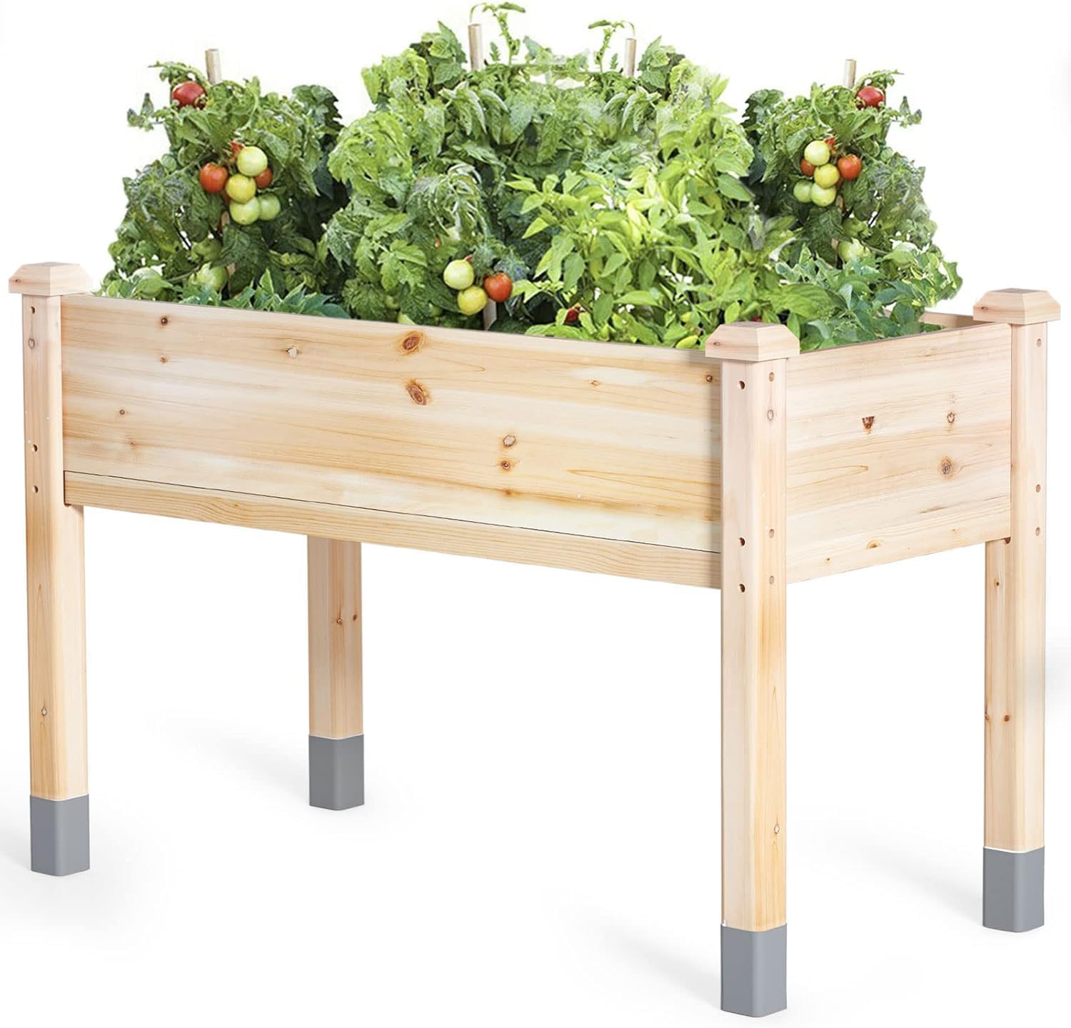 MIXC 331 lb Capacity Wooden Raised Garden Bed with Legs, 48x24x31 in. Elevated Reinforced Large Planter Box for Vegetable Flower Herb Outdoors - Beam 