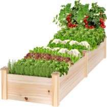 MIXC 8×2ft Wooden Horticulture Raised Garden Bed Divisible Elevated Planting Planter Box for Flowers/Vegetables/Herbs in Backyard/Patio Outdoor, Natur